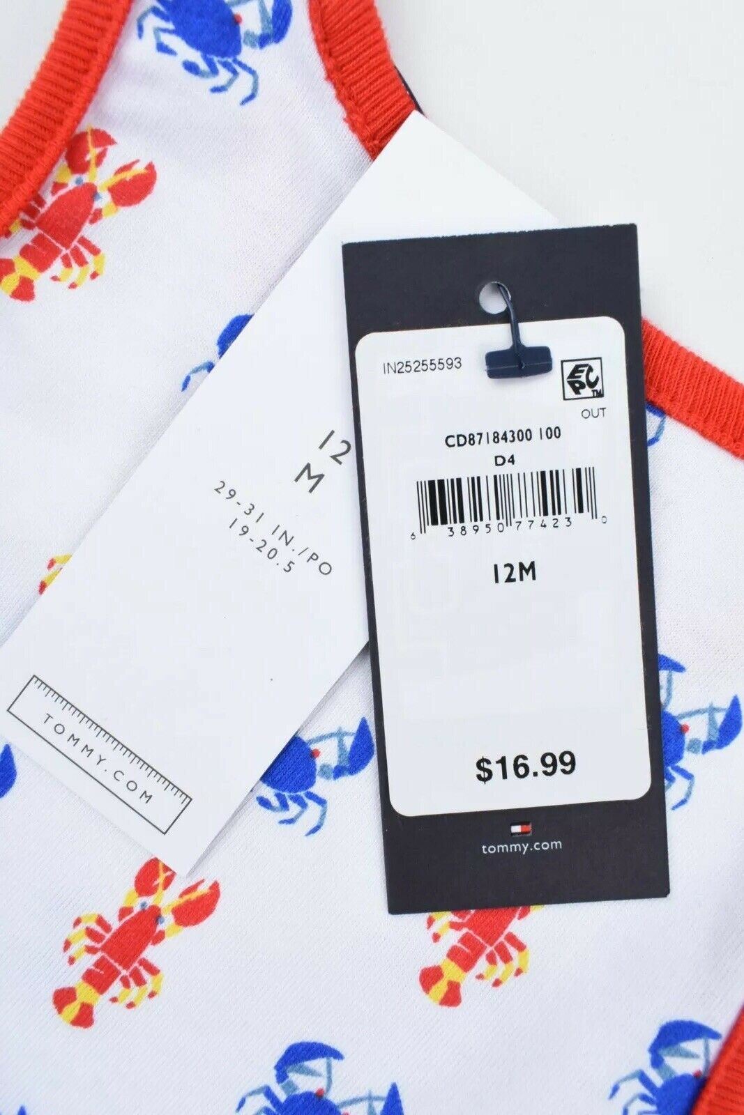 TOMMY HILFIGER Baby Boys' Crab/Scorpion Print Vest Top, Tank Top, size 12 months