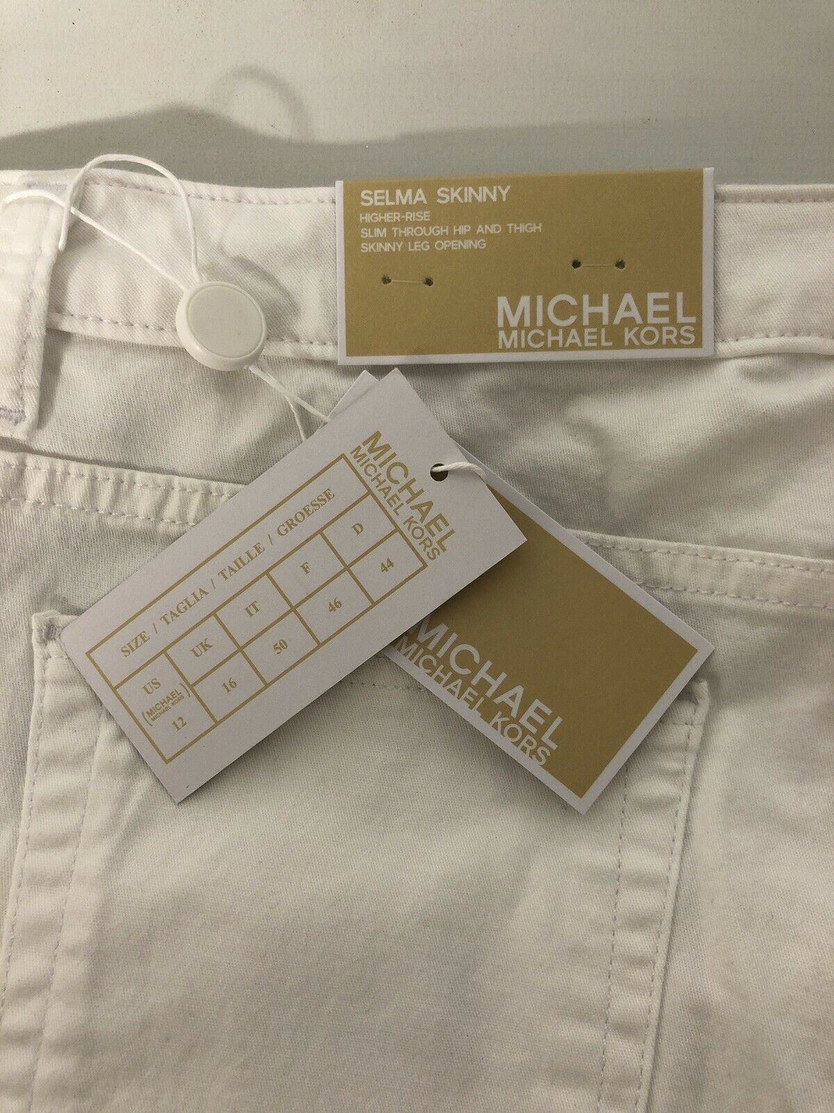 Michael Kors Women's Selma White Skinny Jeans, size UK 16