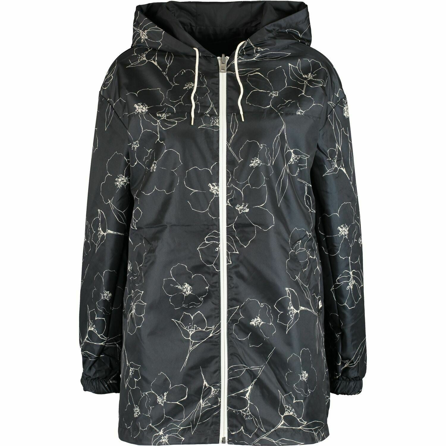 Billabong Womens Black/Floral Reversible Essential Rain Coat size Small