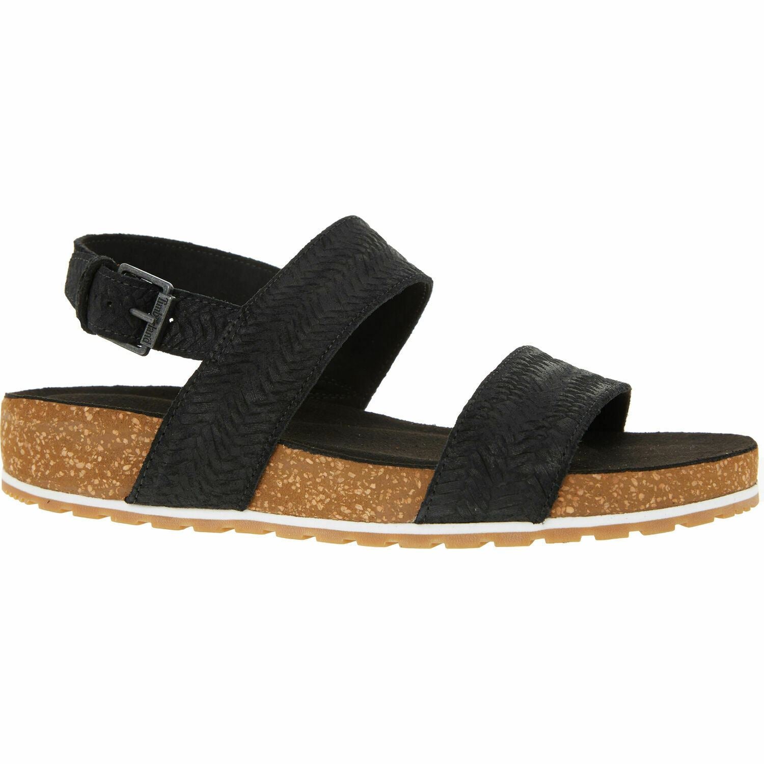 TIMBERLAND Women's MALIBU WAVES Black Embossed Suede Leather Sandals, UK 4.5