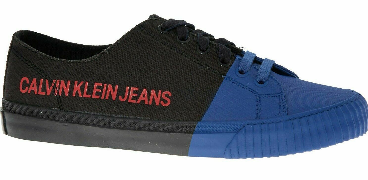 Calvin Klein Jeans Women's IVANIA Blue & Black Canvas Trainers, UK 4 RRP £86
