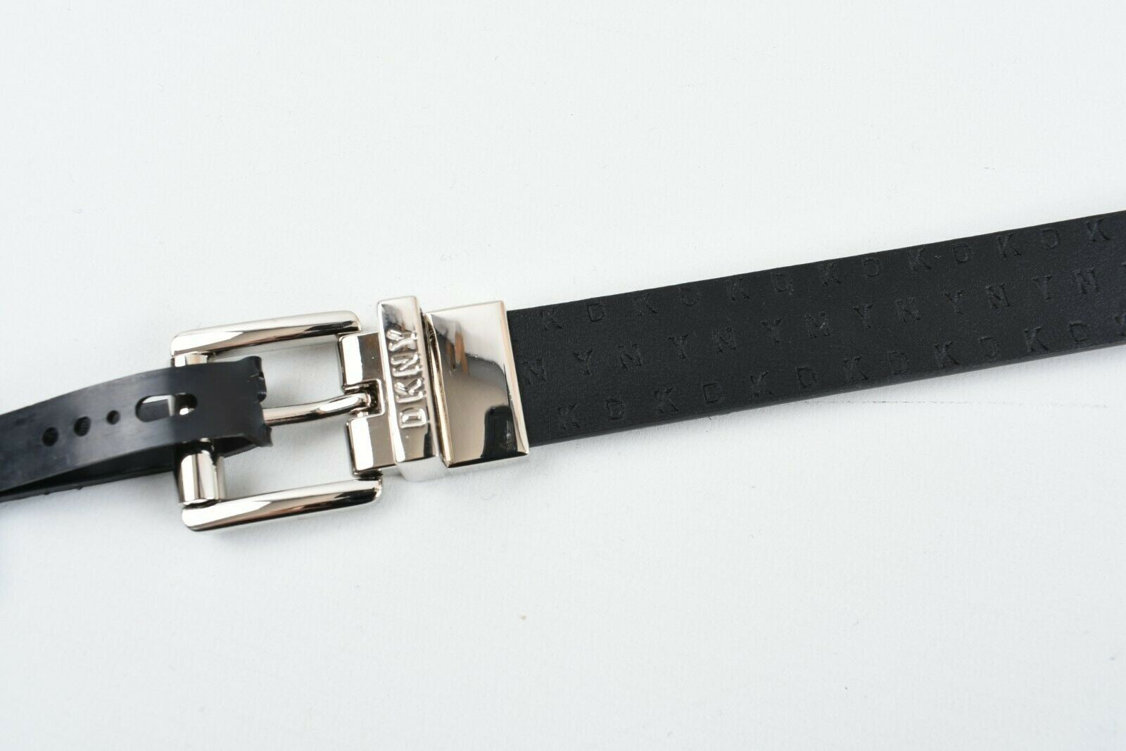 DKNY Women's Faux Leather Reversible Belt, Black/Brown, 1" wide, size L