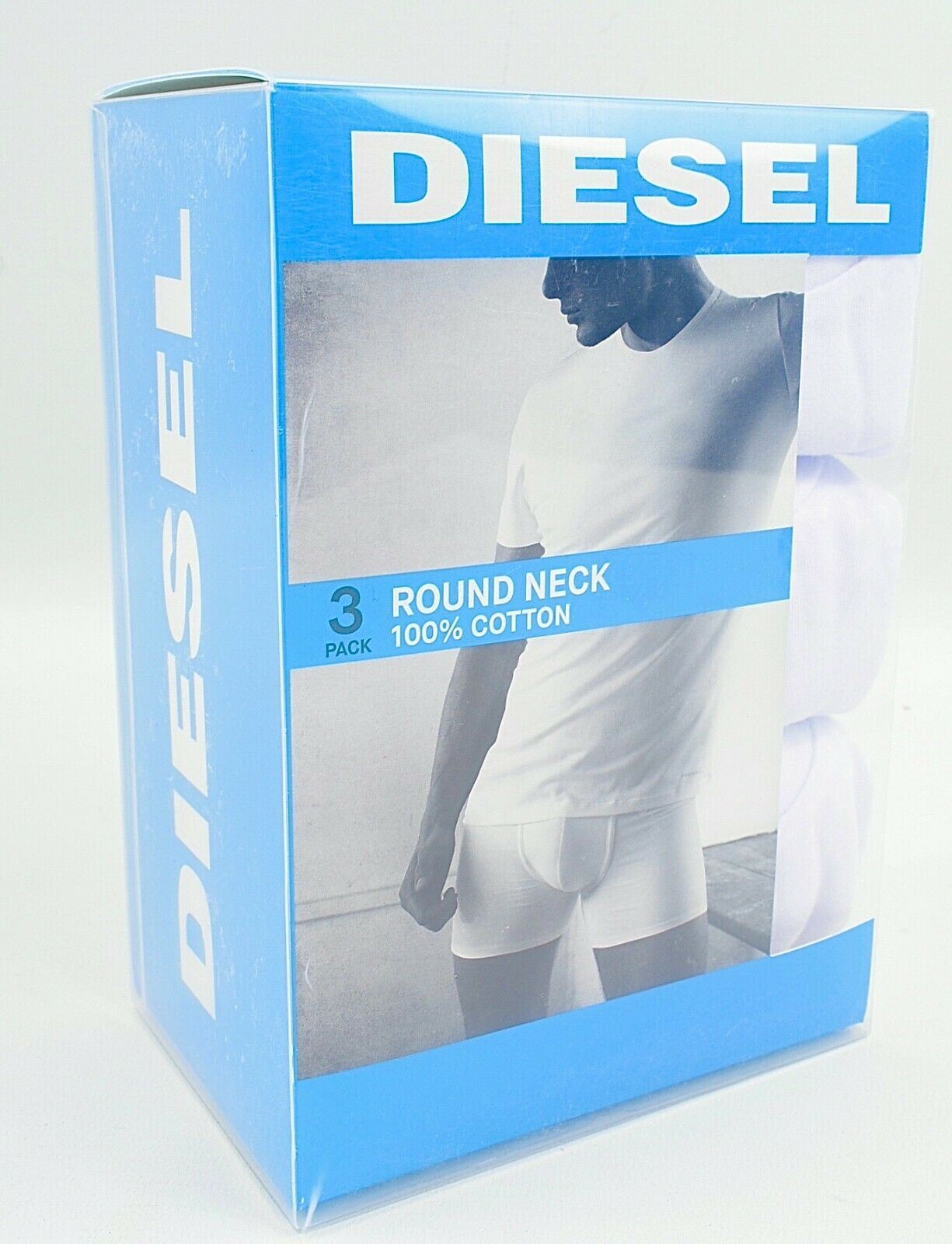 DIESEL Men's 3-Pack JAKE Essential Crew Neck T-Shirts, White, size L