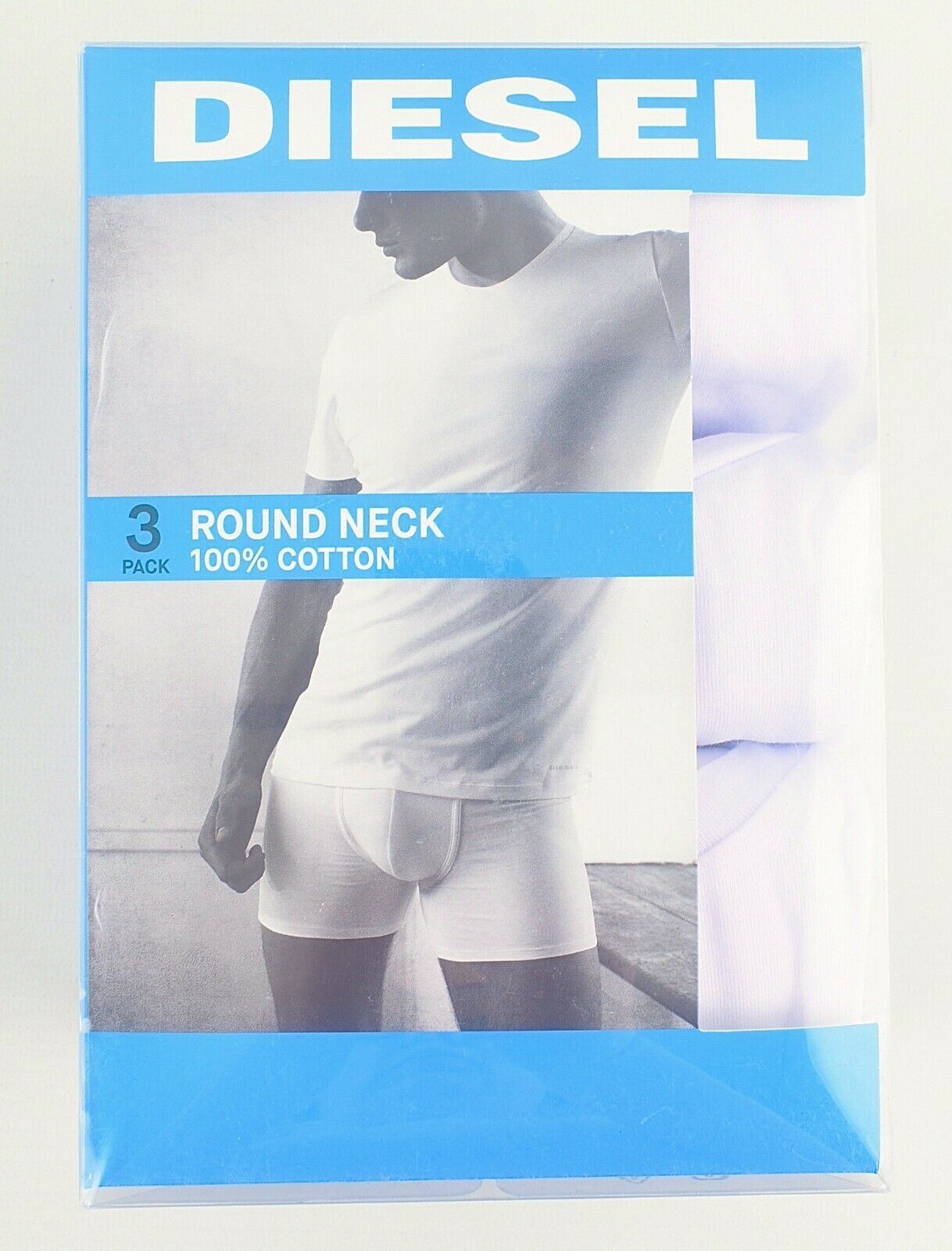 DIESEL Men's 3-Pack JAKE Essential Crew Neck T-Shirts, White, size L