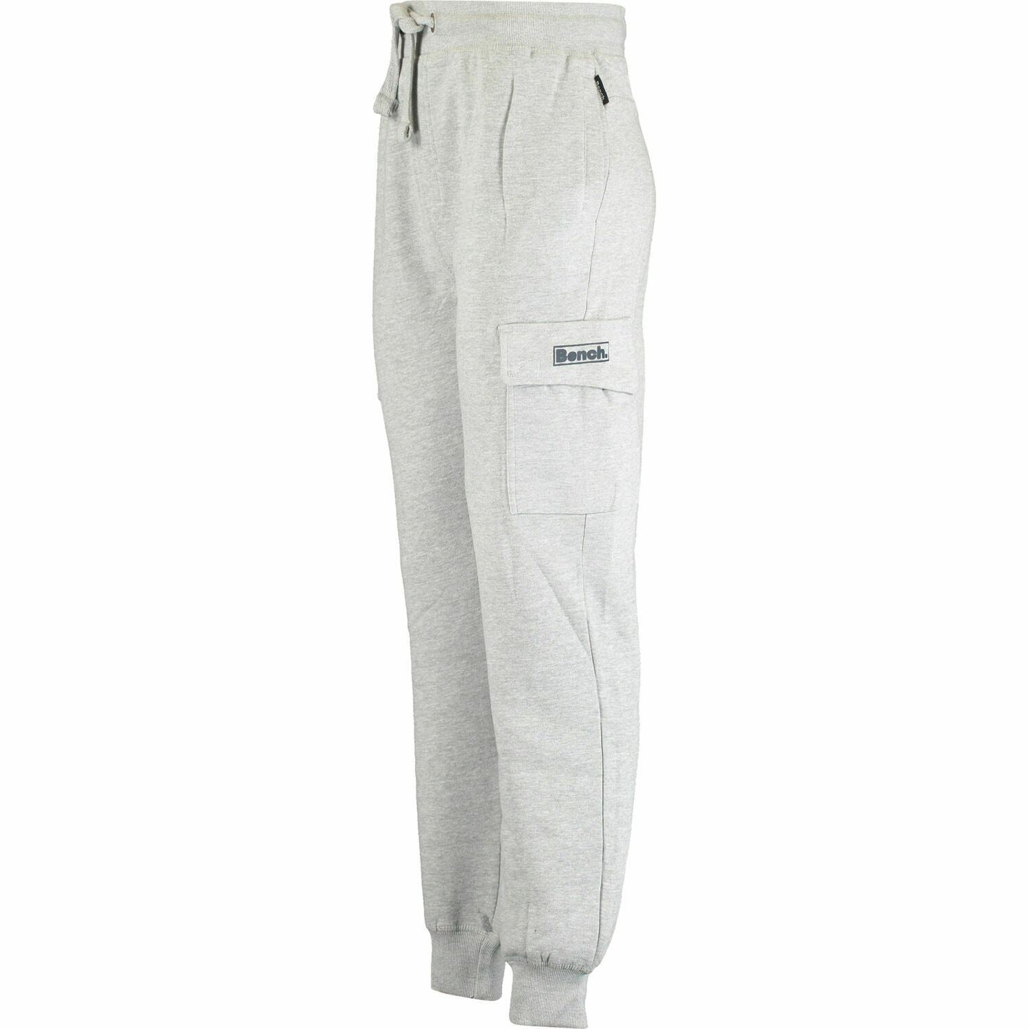 BENCH Men's Fargo Grey Marl Joggers, Thigh Pockets, Fleece Backed Jersey, size L