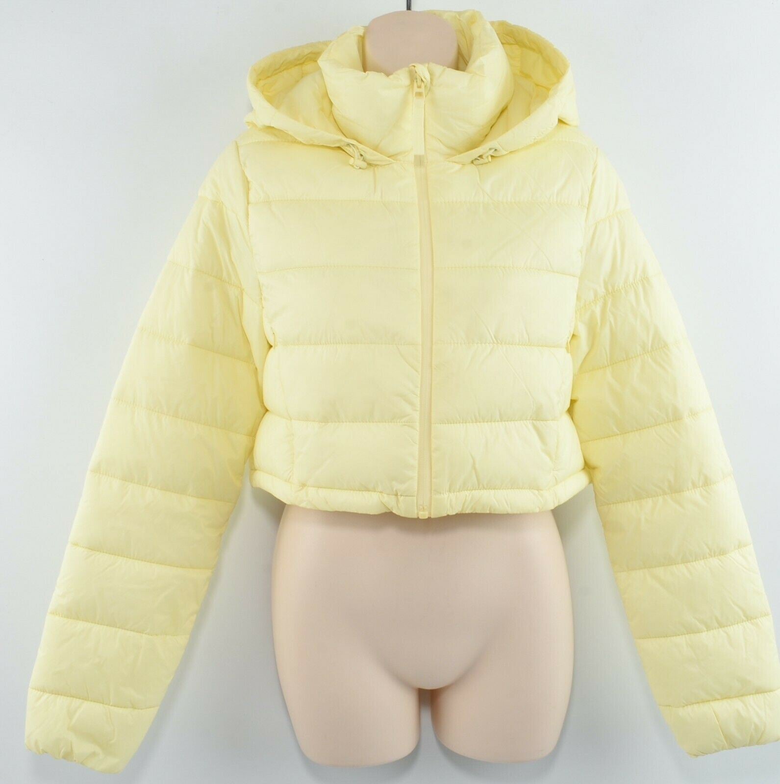 ZARA Women’s Quilted Cropped Water-Repellent Puffer Jacket, Yellow, size M