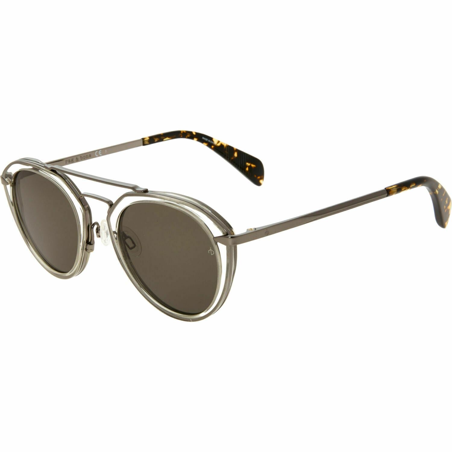 RAG & BONE Women's Round Sunglasses, Silver/Grey RNB1017/S