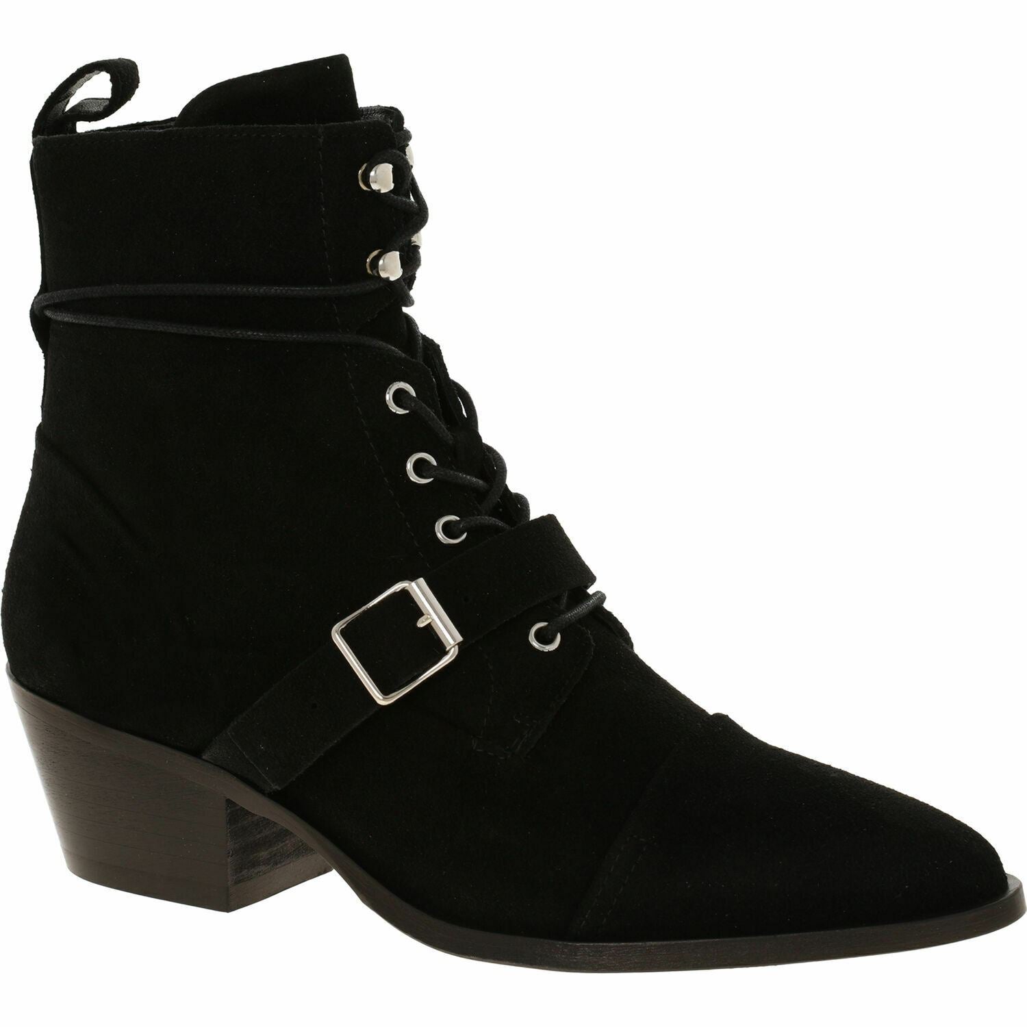 ALLSAINTS Women's KATY Genuine Suede Leather Boots, Black, UK 6 / EU 39