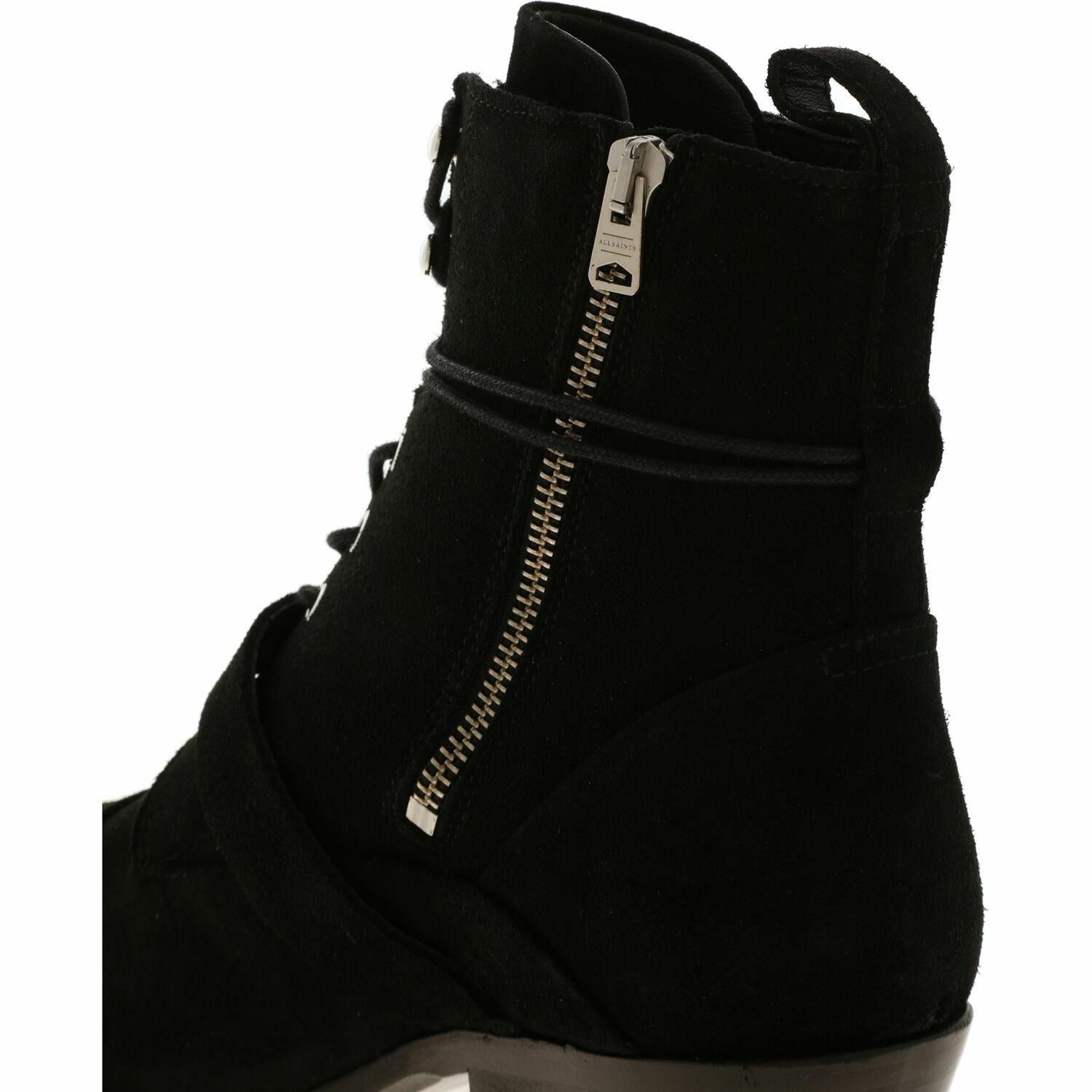 ALLSAINTS Women's KATY Genuine Suede Leather Boots, Black, UK 6 / EU 39