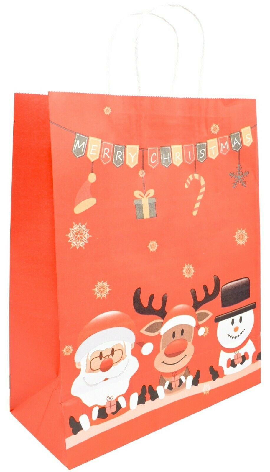 14Pcs Christmas Gift Bags - Brown Recyclable Kraft Paper Present Bags 33x26x12cm
