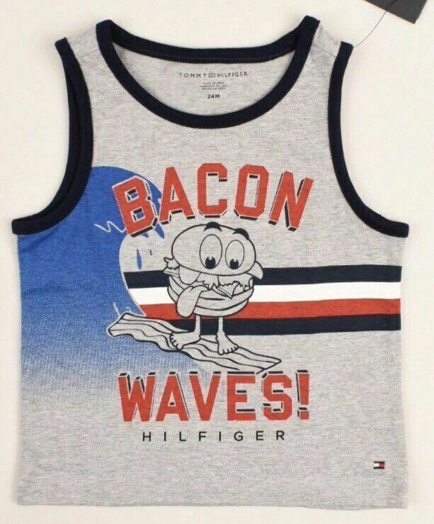 TOMMY HILFIGER Baby Boys' Surf Print Tank Top, Vest, Grey, 12 m /18 m /24 months
