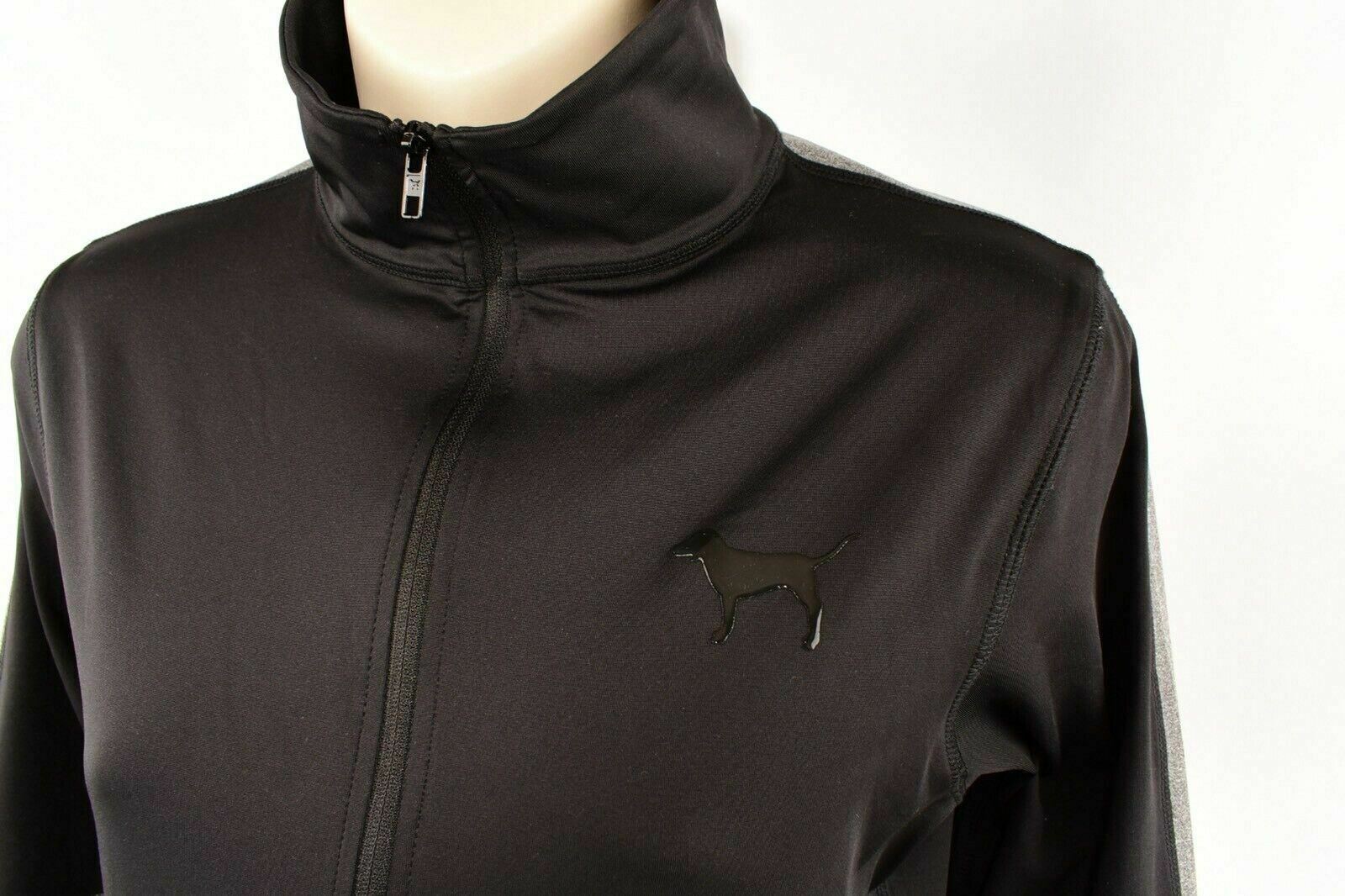 VICTORIA'S SECRET PINK Women's 1/2 Zip Performance Top, Black/Grey, size SMALL