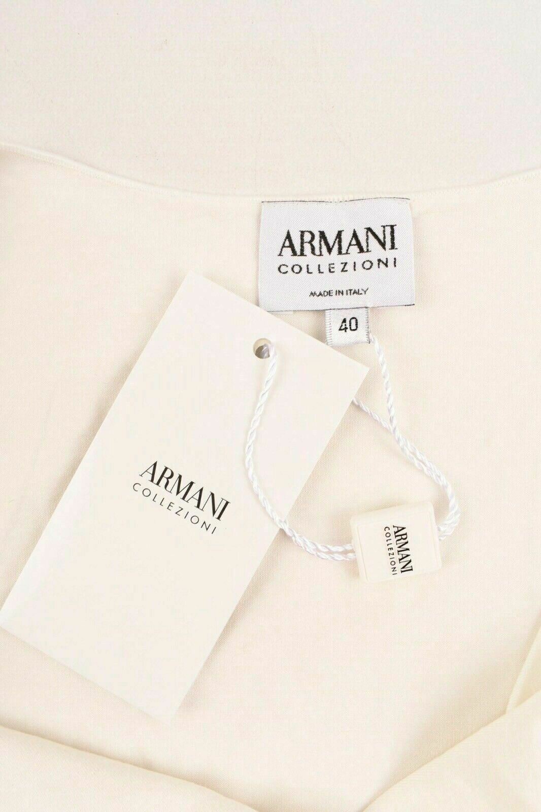 ARMANI COLLEZIONI Womens Cowl Neck 1/2 Long Sleeve T-Shirt Top Cream UK 8 UK 10