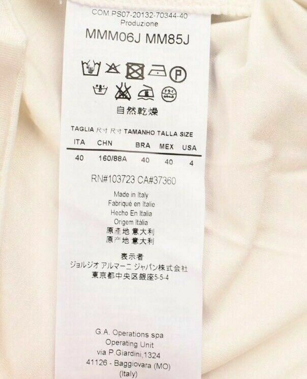 ARMANI COLLEZIONI Womens Cowl Neck 1/2 Long Sleeve T-Shirt Top Cream UK 8 UK 10