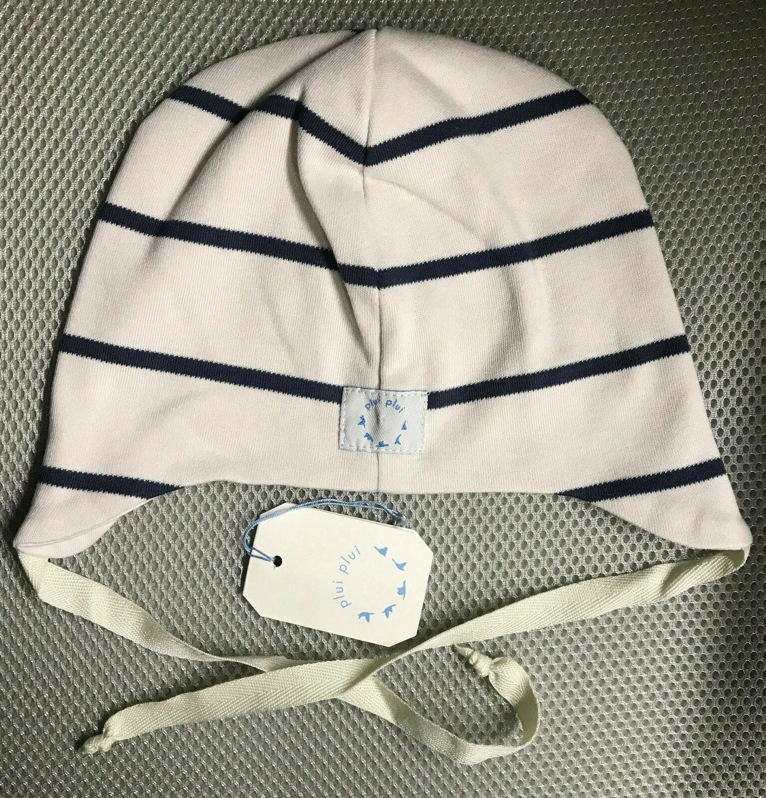 PLUI PLUI Baby Boys' Hat - Cream with Blue Stripes - 1 years to 2 years