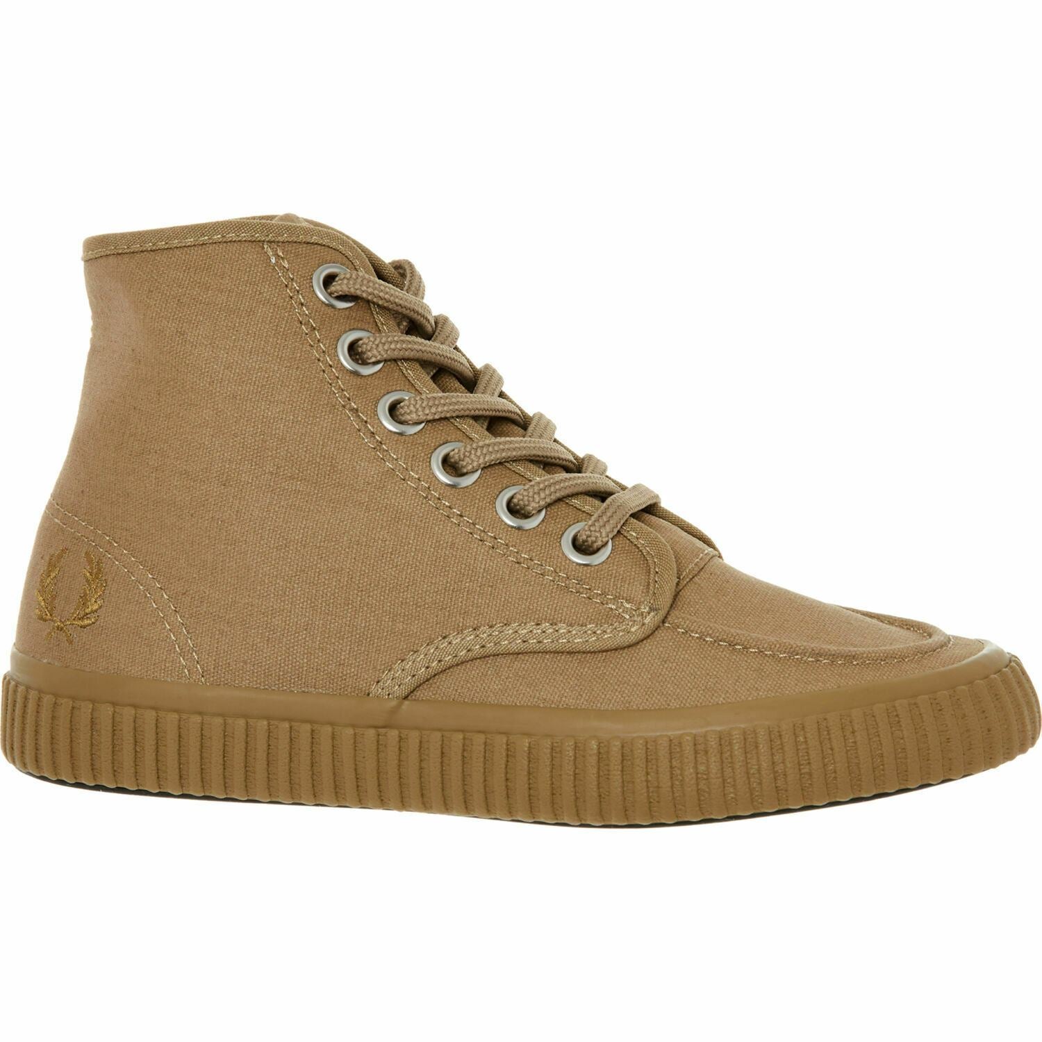 FRED PERRY Women's Mid Top Canvas Trainers, Warm Stone, size UK 4 / EU 37