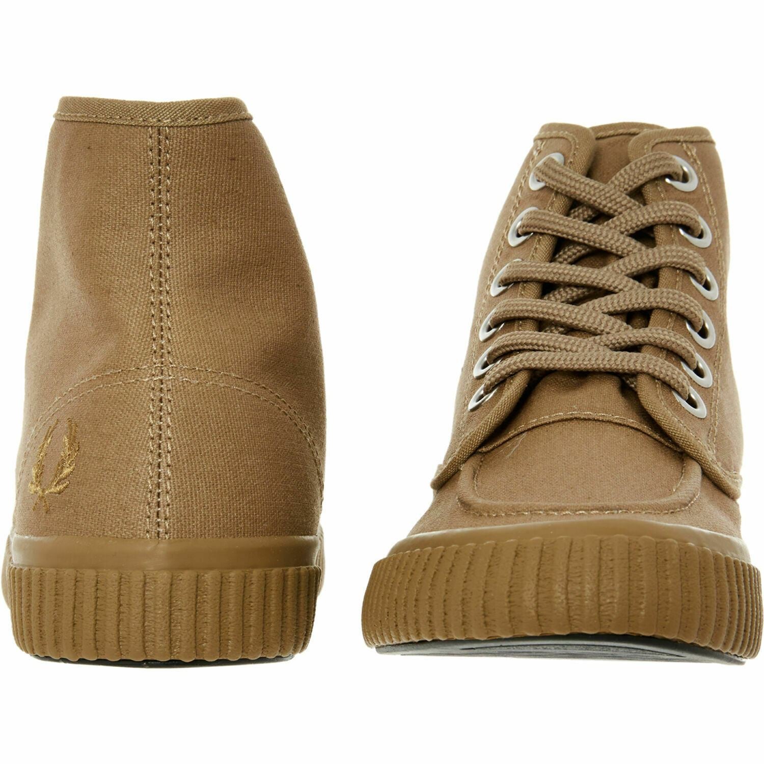 FRED PERRY Women's Mid Top Canvas Trainers, Warm Stone, size UK 4 / EU 37