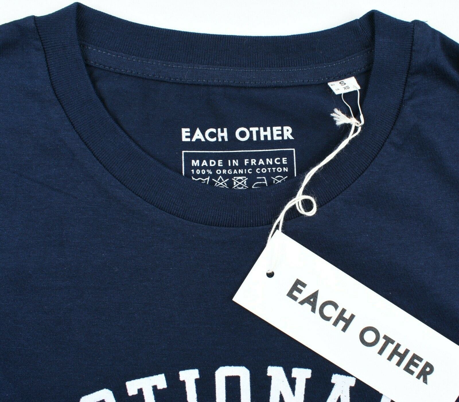 EACH OTHER Menâs 'Emotionally Available' T-shirt, Organic Cotton, Blue, size S
