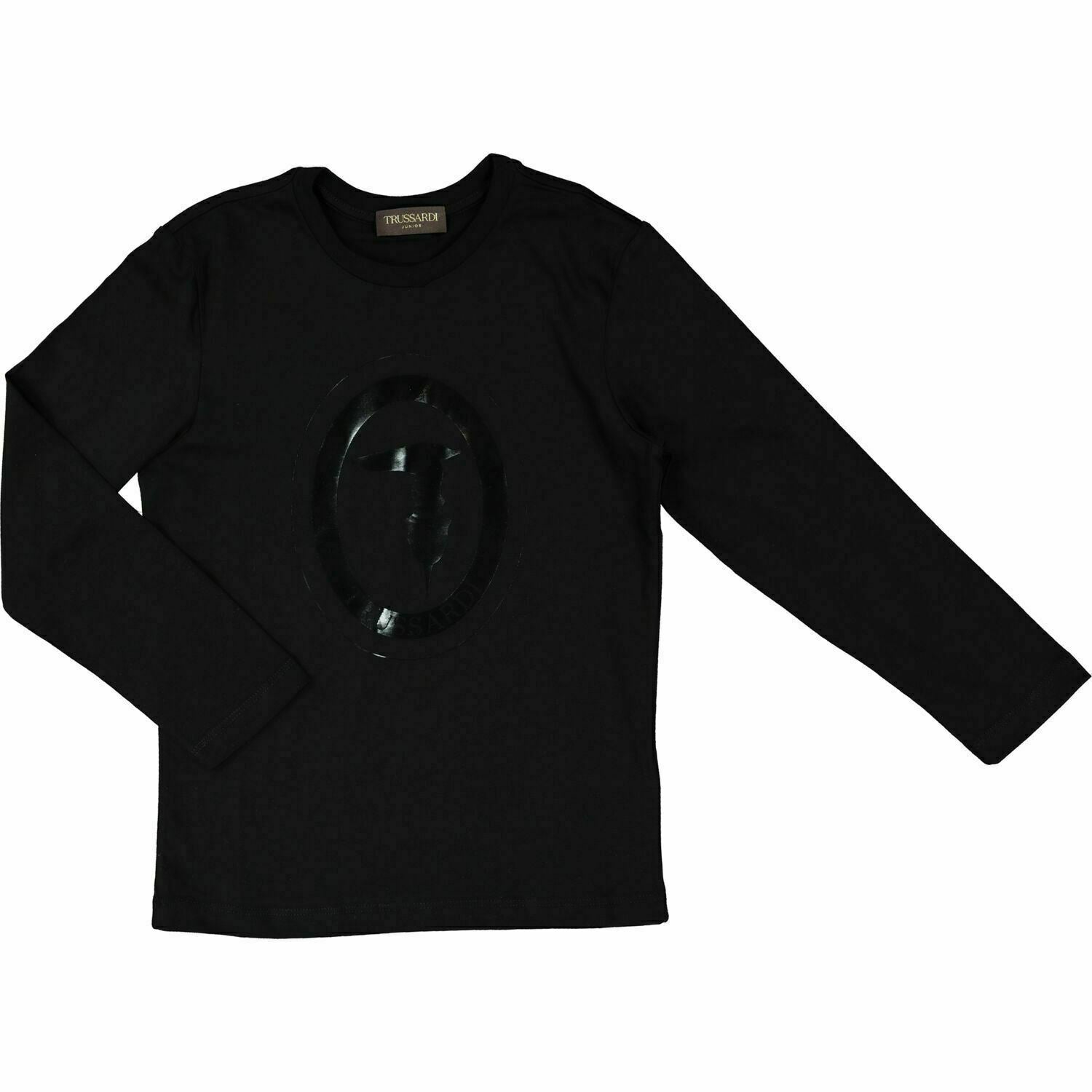 TRUSSARDI JUNIOR Boys' Kids' Black Long Sleeve T-Shirt Top, size 16 years