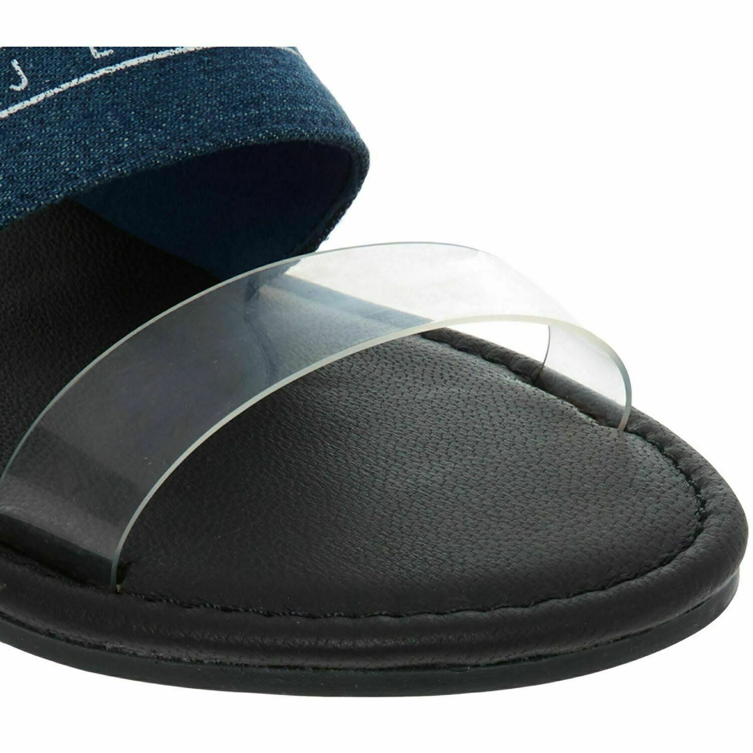 TOMMY HILFIGER Women's Blue Denim Logo Sliders Sandals, size UK 6 EU 39