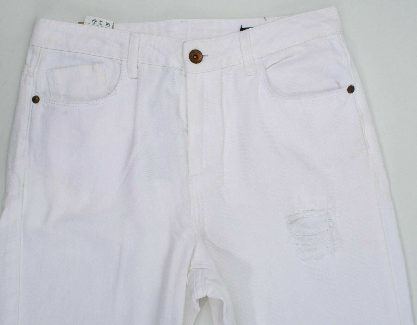 BENETTON JEANS Women's Boyfriend Cut Distressed look White Jeans- W28