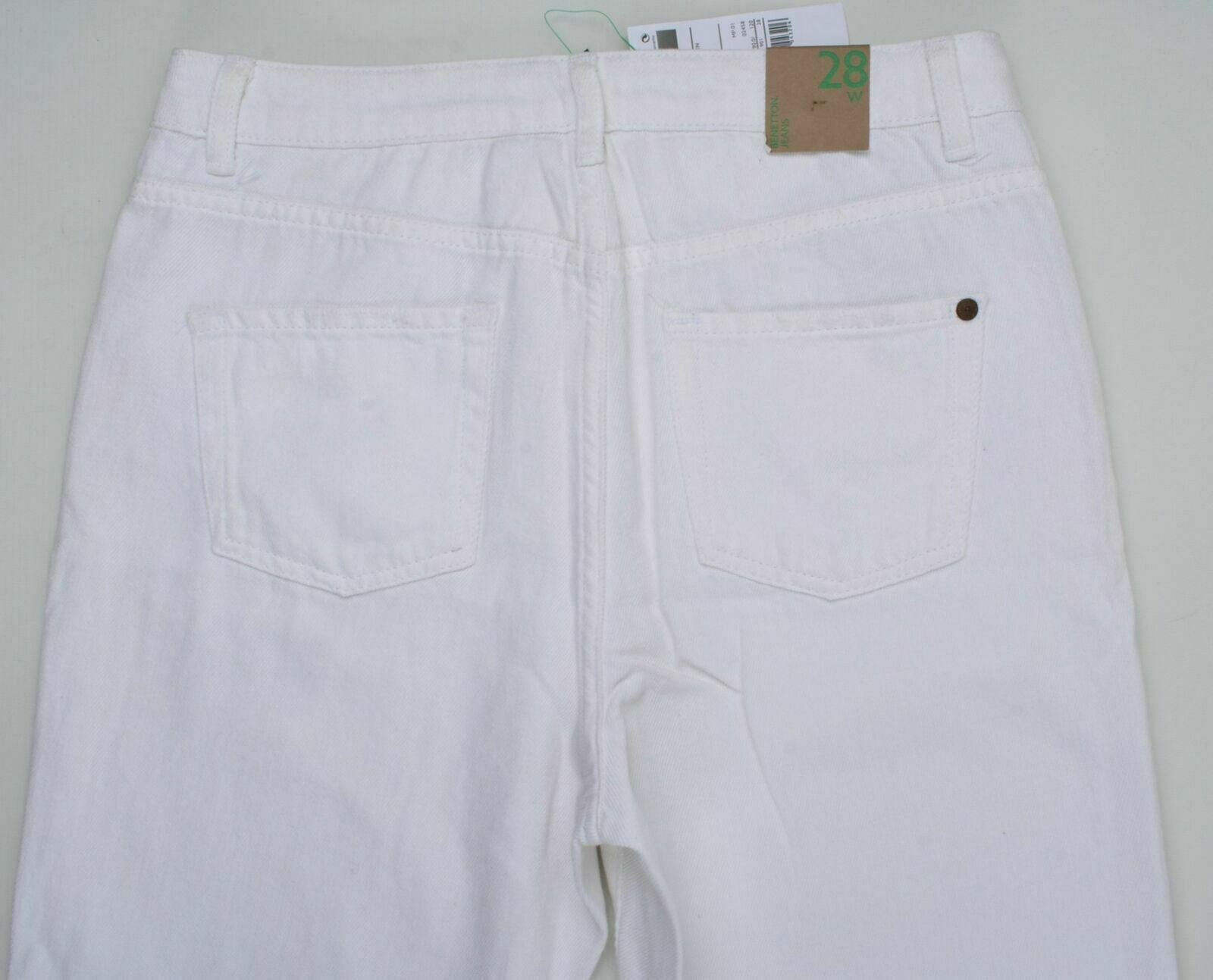 BENETTON JEANS Women's Boyfriend Cut Distressed look White Jeans- W28
