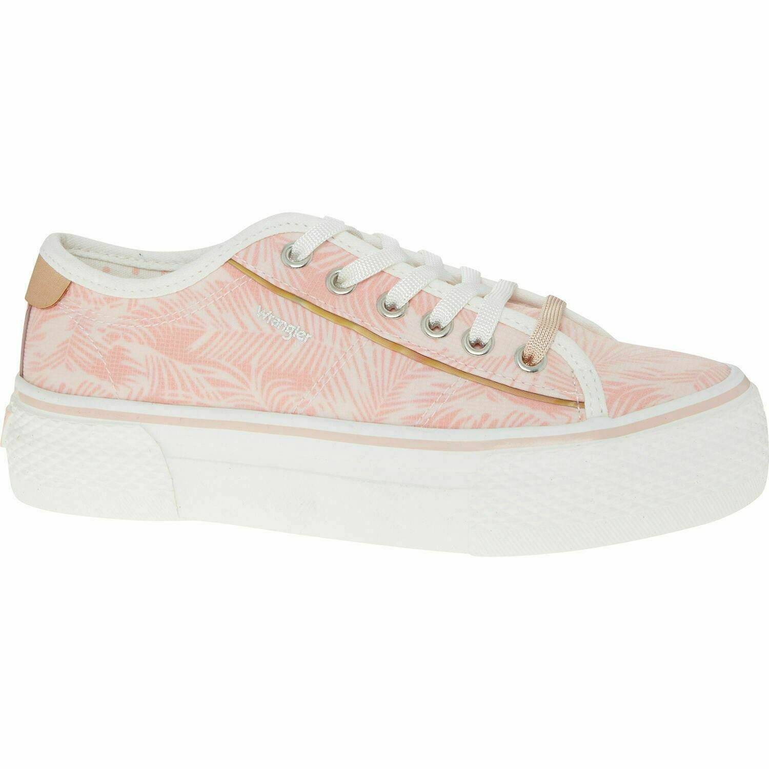 Women's Wrangler Pale Pink Tropical Print Trainers Model JUNO WL01640A UK 3