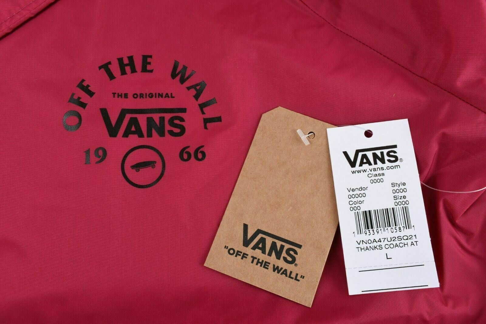 Vans Women's THANKS COACH Lightweight Logo Jacket Coat, Cerise, size L