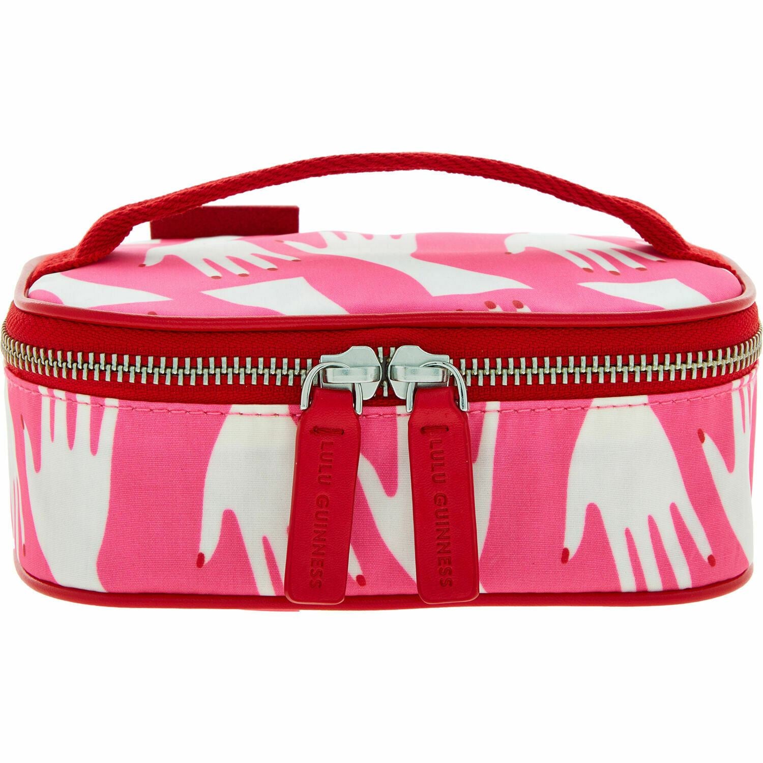LULU GUINNESS Hug Print Mini Vanity Case, Peony Pink RRP £45