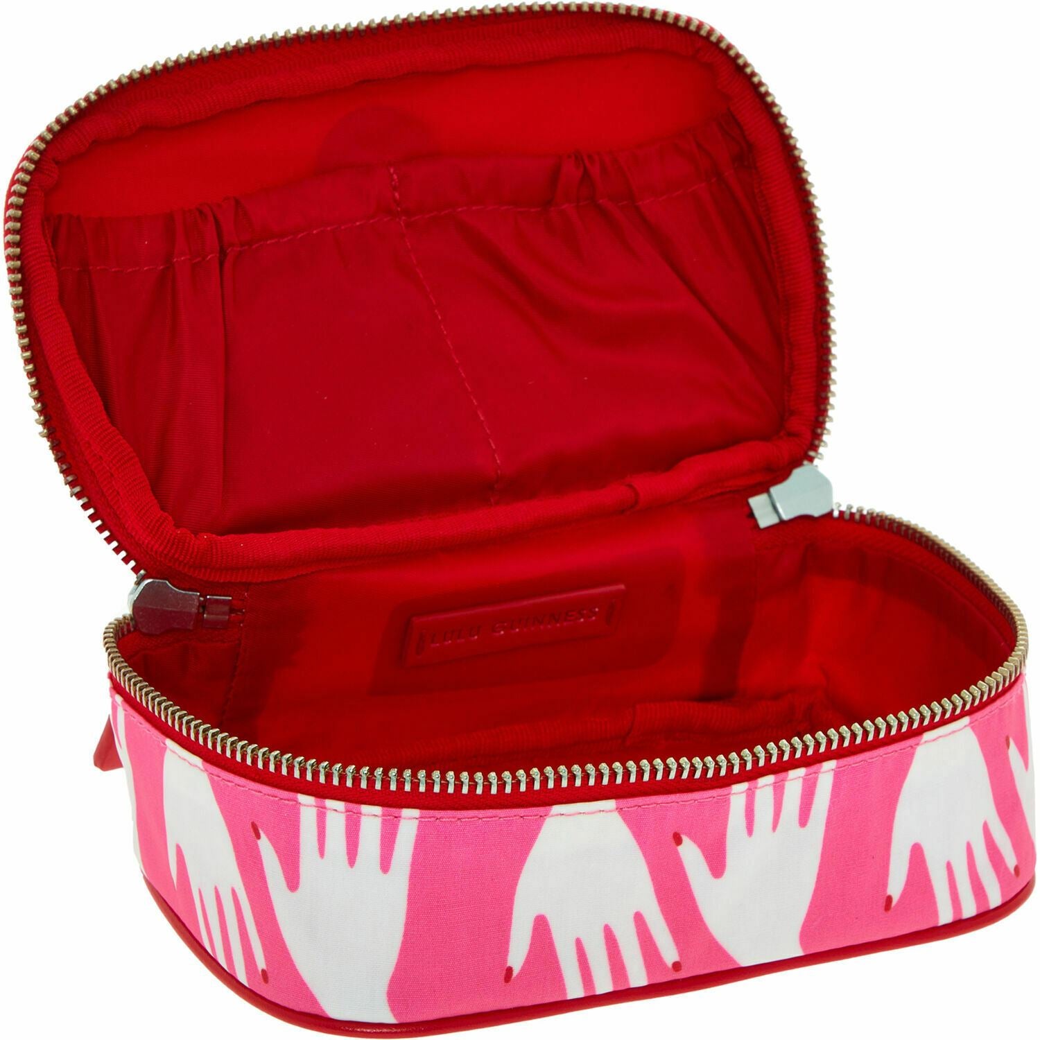 LULU GUINNESS Hug Print Mini Vanity Case, Peony Pink RRP £45
