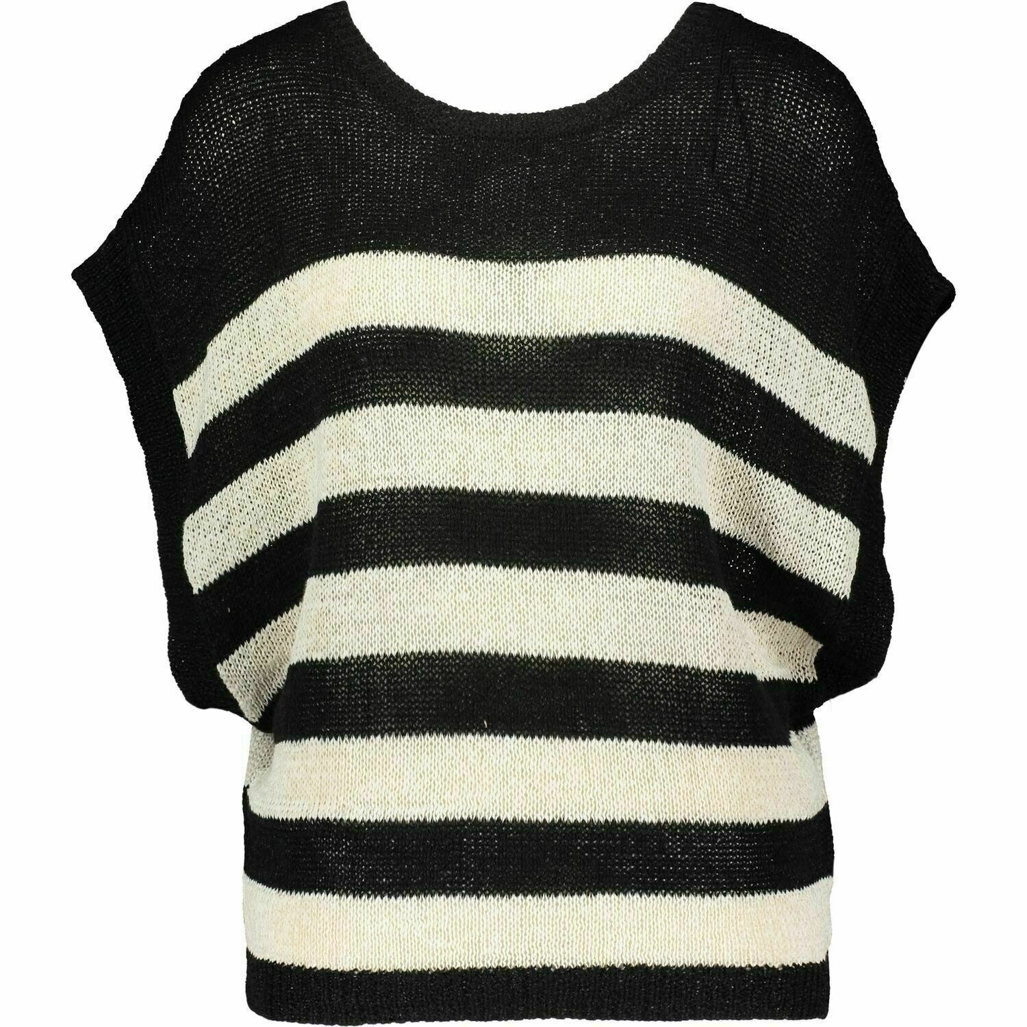ALLSAINTS Womens CAROVA Knitted Striped T Shirt Jumper Black size XS