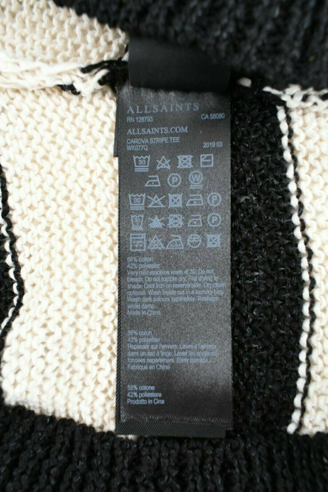 ALLSAINTS Womens CAROVA Knitted Striped T Shirt Jumper Black size XS