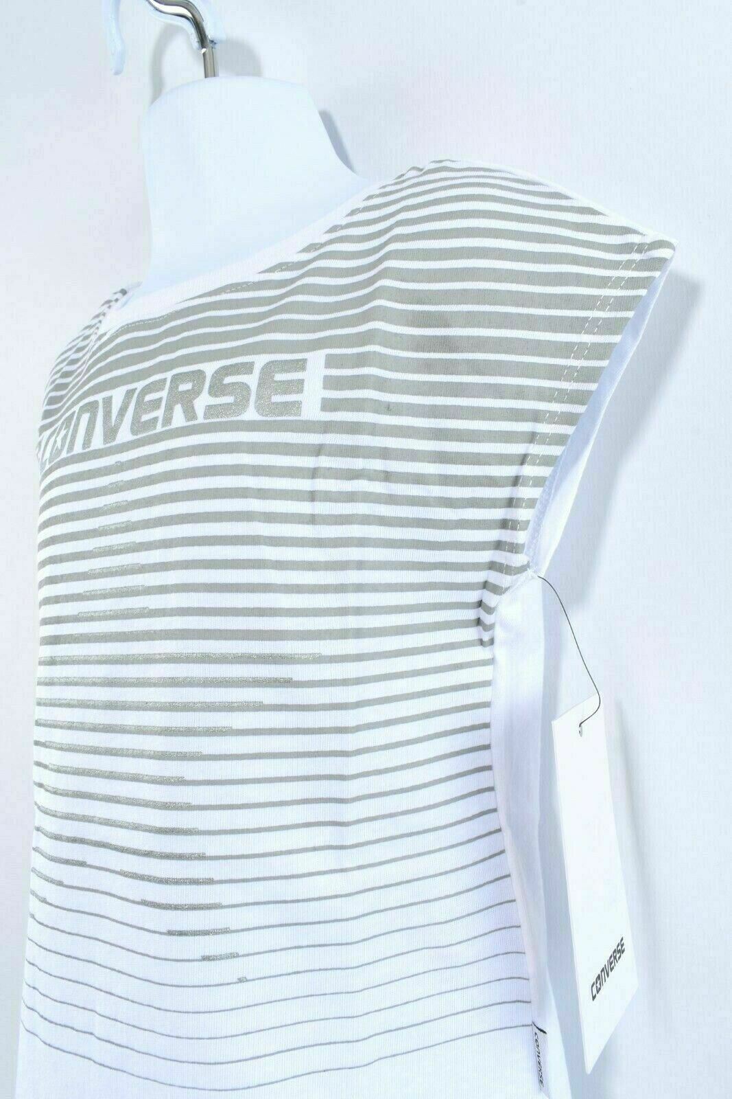 CONVERSE Girls' Short Sleeve T-Shirt Top White/Grey Stripes 2 years to 3 years