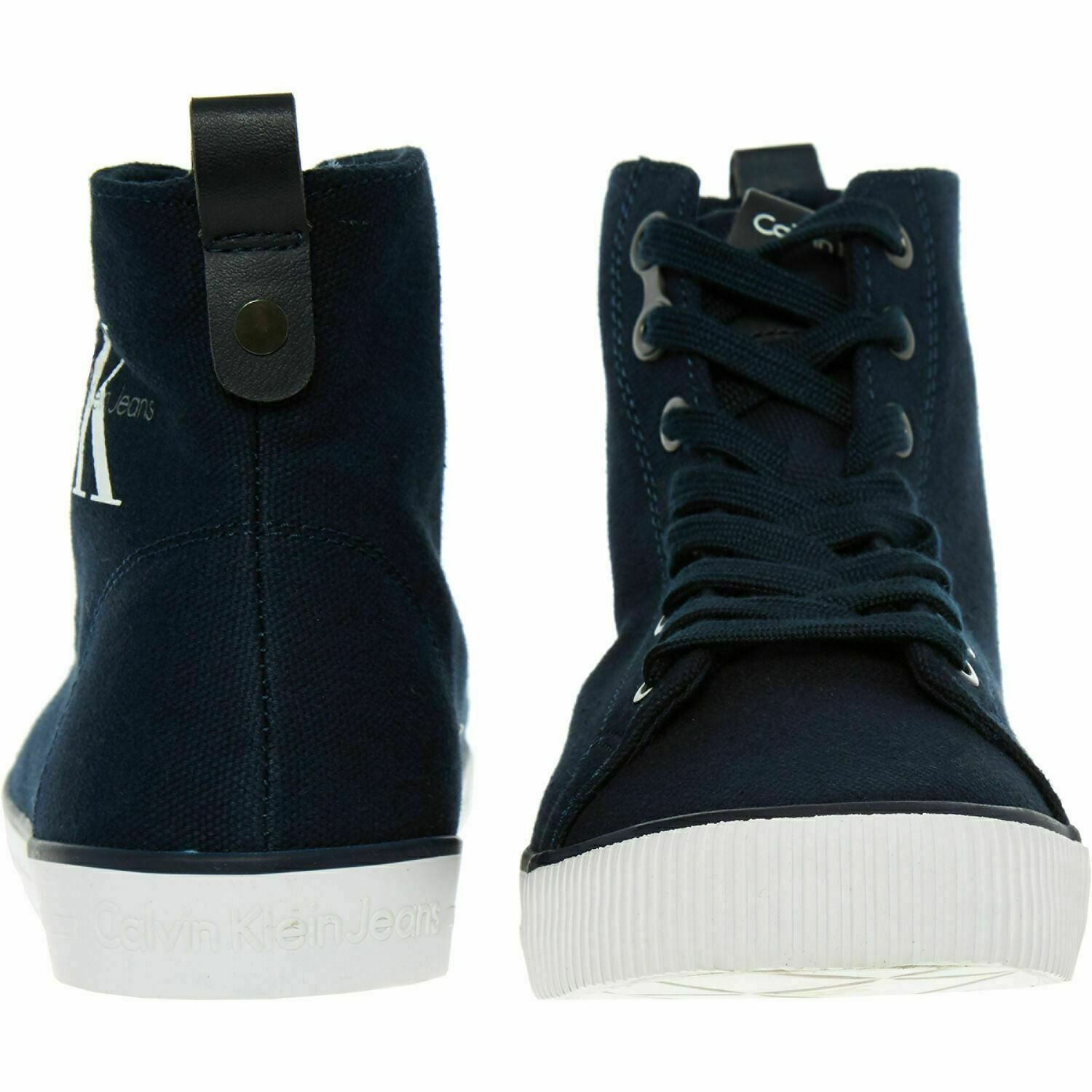 Calvin Klein Women's DOLORES Navy High Top Canvas Trainers, size UK 4 / EU 37