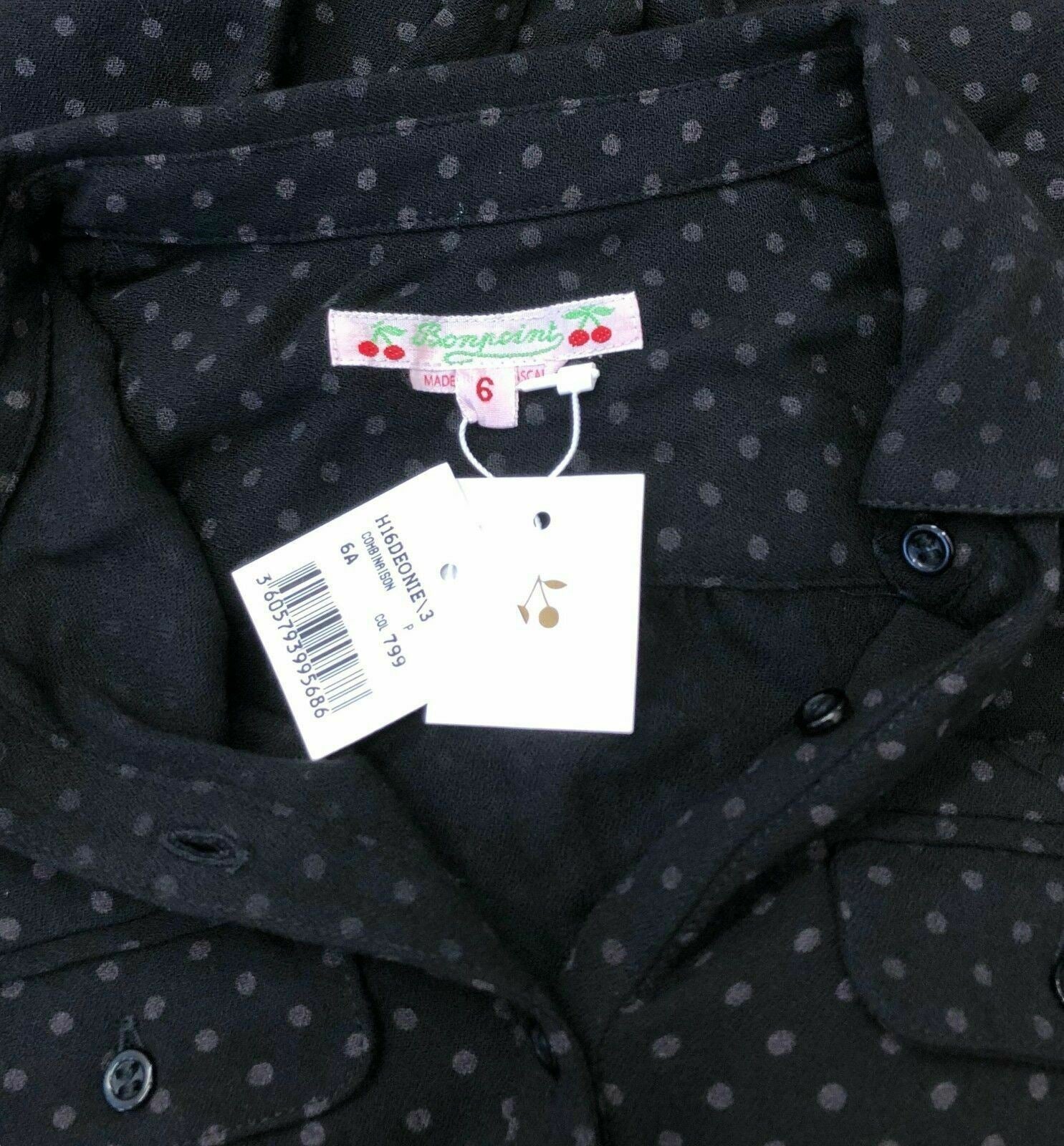 BONPOINT Girls' Crepe Polka Dot Jumpsuit, Dark Brown, 6 years RRP â¬185