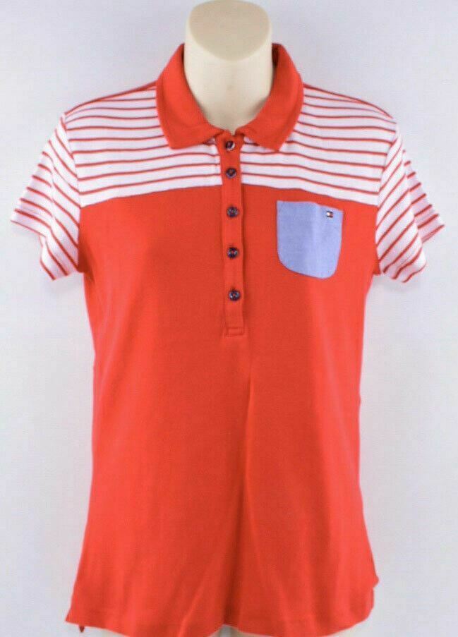TOMMY HILFIGER Women's Red / Striped Polo Shirt Top, size XS or size L