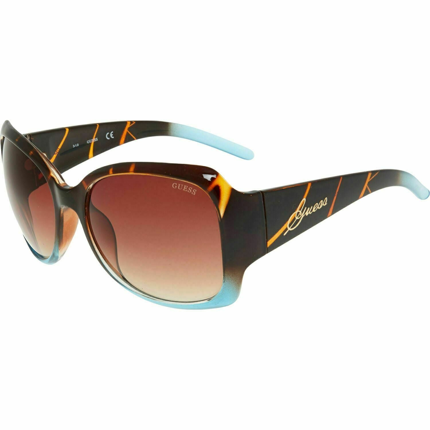 GUESS Women's Brown & Blue Oversized Designer Sunglasses, GUF200