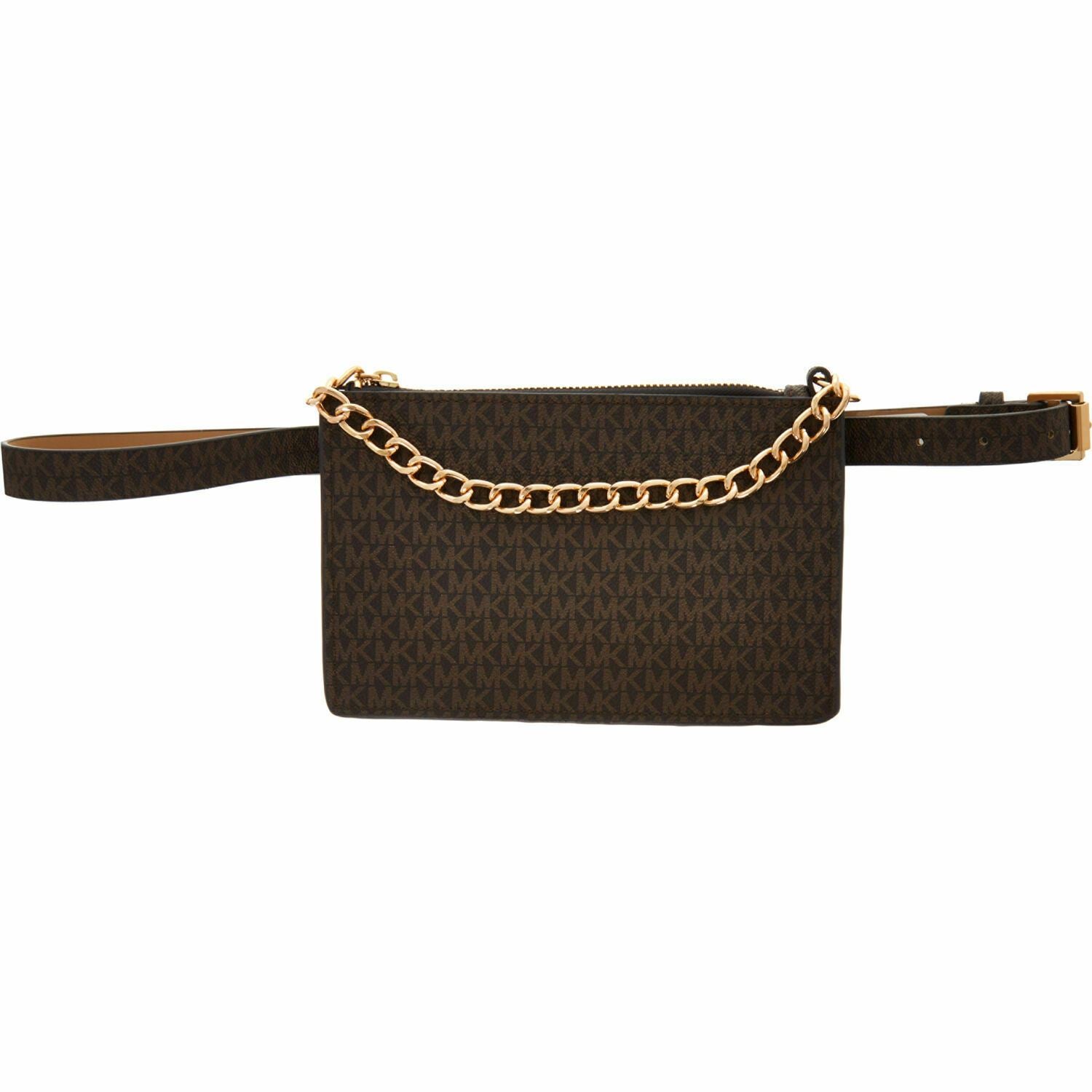 MICHAEL KORS Women's Men's Monogram Print Bum Bag, Chocolate Brown, belt size M