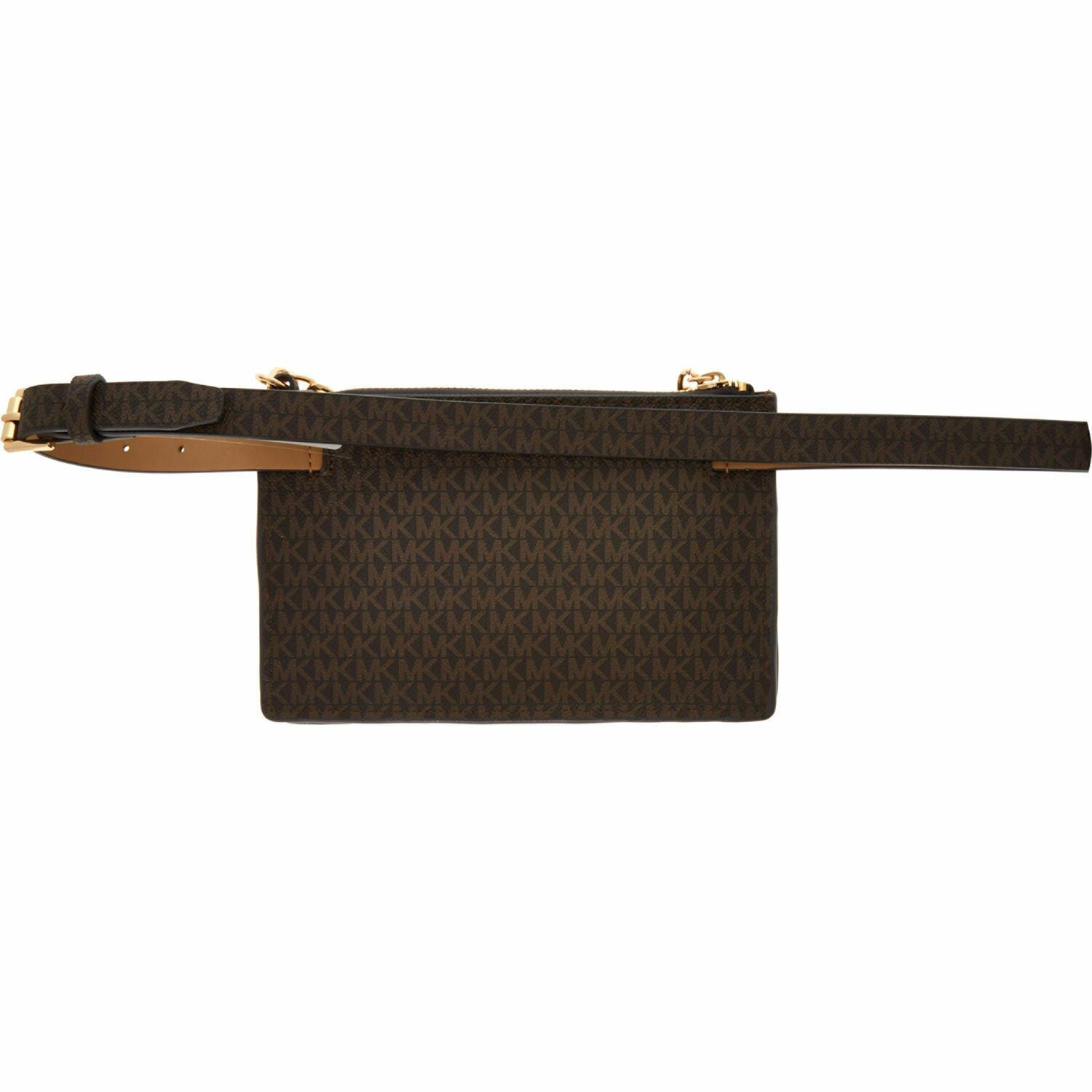 MICHAEL KORS Women's Men's Monogram Print Bum Bag, Chocolate Brown, belt size M