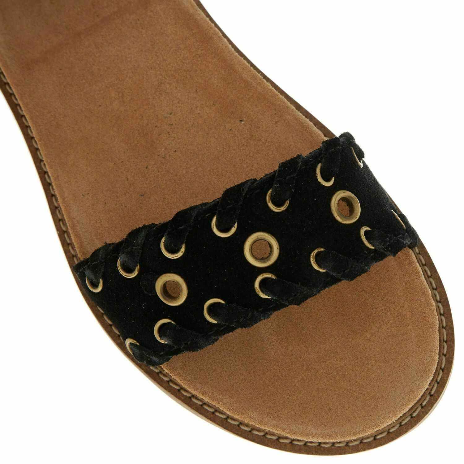 CLARKS Women's CORSIO AMELIA Black Eyelet Suede Sandals, UK 3 / EU 35.5