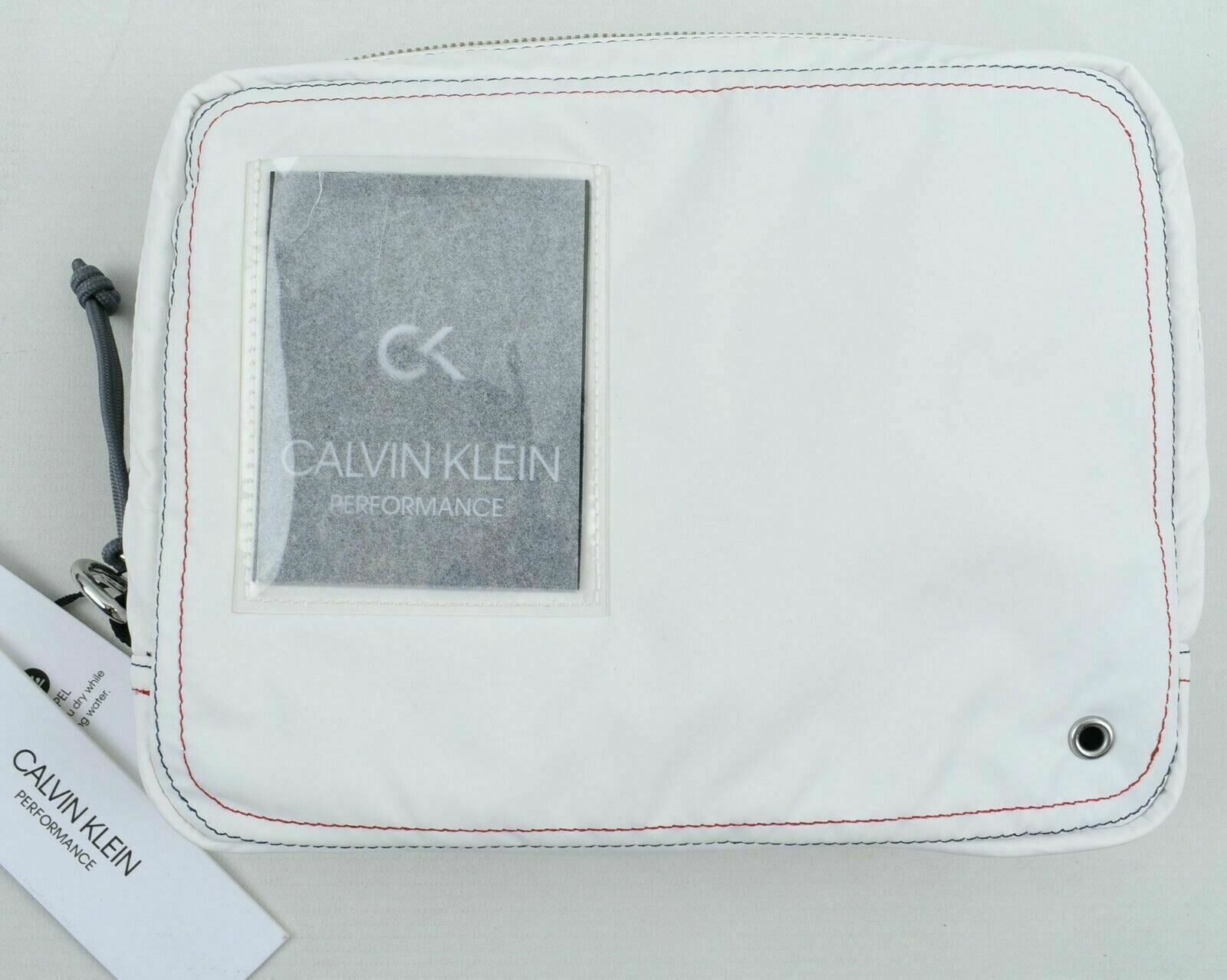 CALVIN KLEIN Performance: Men's Women's White Nylon Zipped Washbag, Toiletry Bag