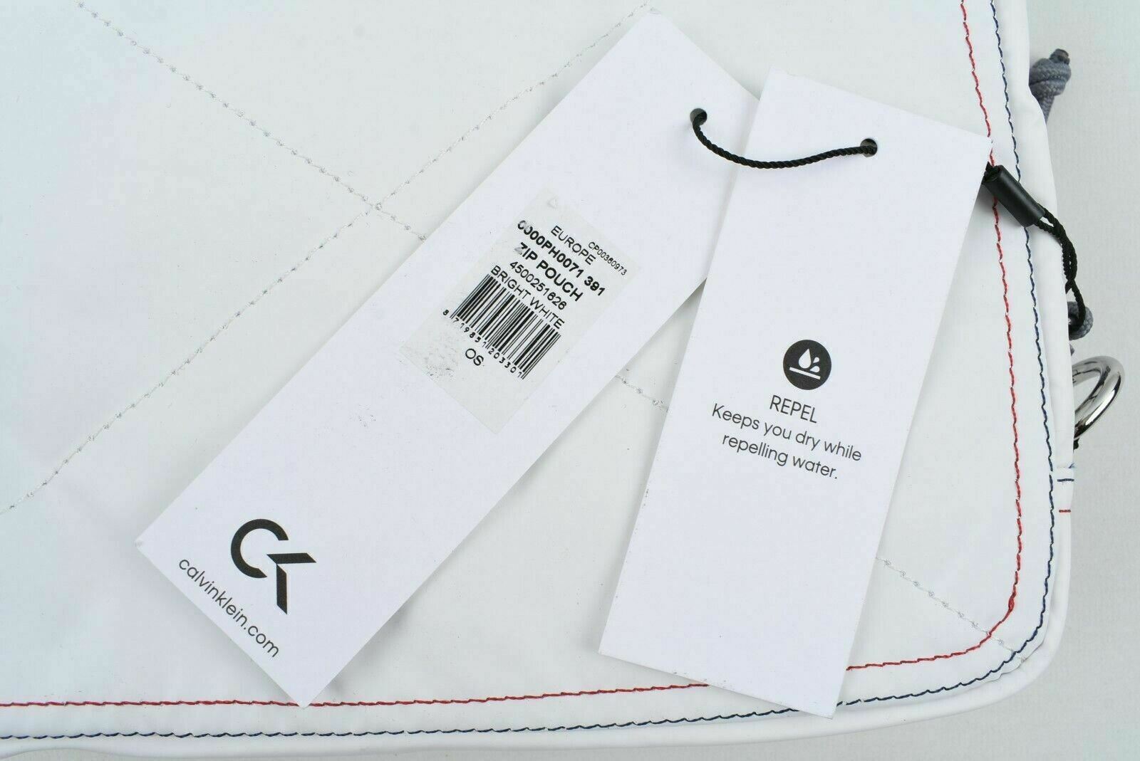 CALVIN KLEIN Performance: Men's Women's White Nylon Zipped Washbag, Toiletry Bag