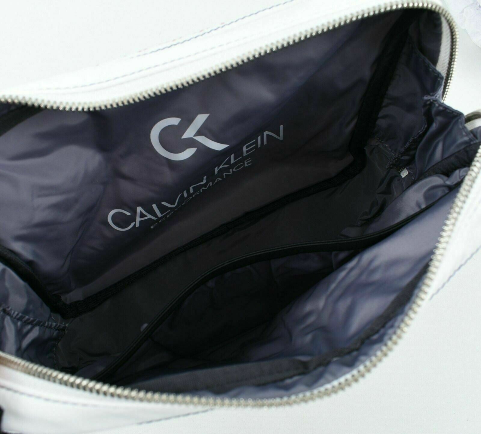 CALVIN KLEIN Performance: Men's Women's White Nylon Zipped Washbag, Toiletry Bag