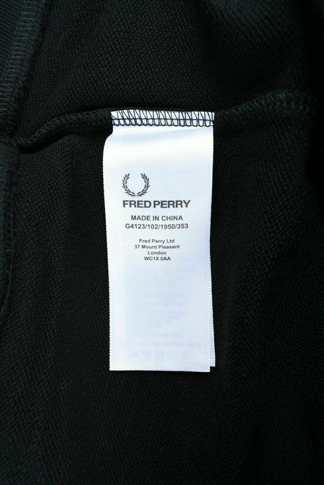 FRED PERRY Women's Black Embroidered Logo Cotton Jersey Sweatshirt, UK 14