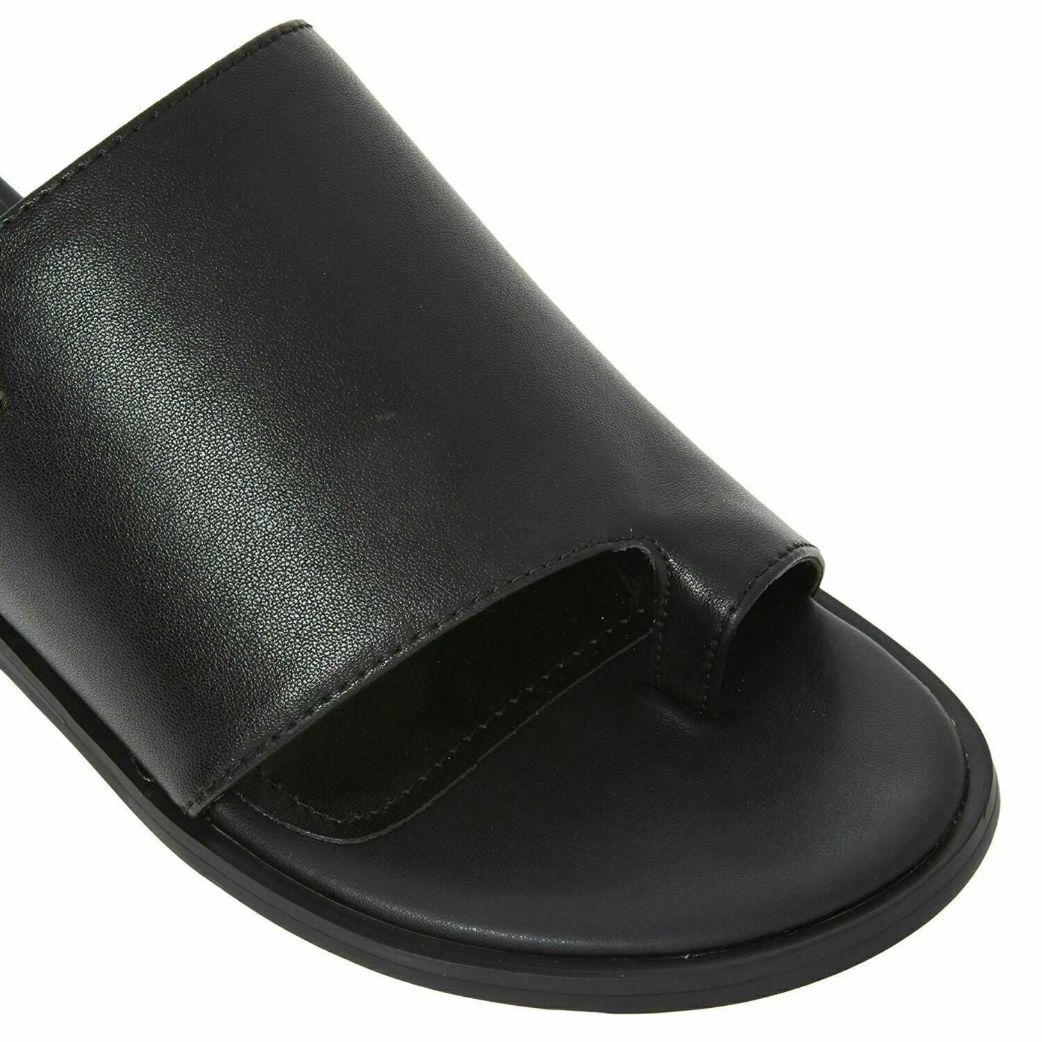 DKNY Womens DAZ Genuine Leather Toe Loop Sliders Sandals Black UK 5.5 EU 38.5