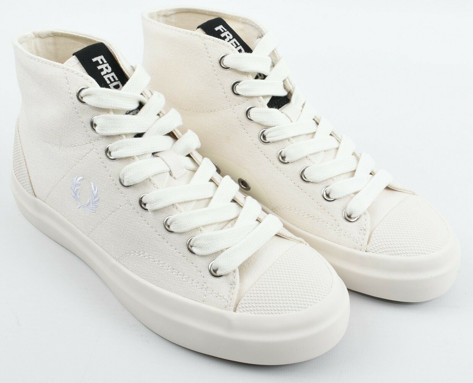 FRED PERRY Women's Off-White Mid Top Canvas Sneakers Trainers, UK 4