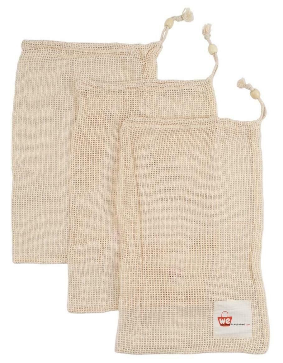 JOB LOT 30 x Reusable Eco-Friendly Mesh Cotton Fruit/Vegetable Bags, 27x43cm