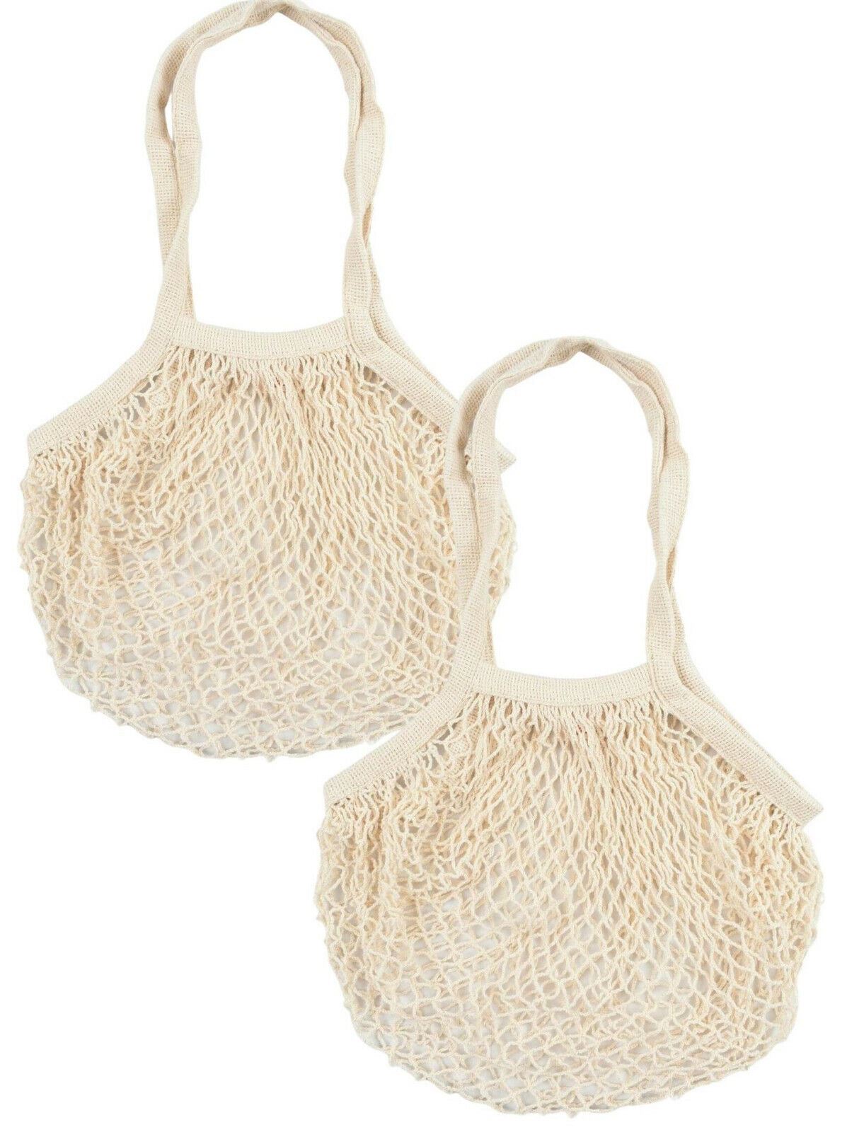 JOB LOT 20 x Beige Reusable Mesh Cotton Fruit/Vegetable Shopping Bags - 33x33cm