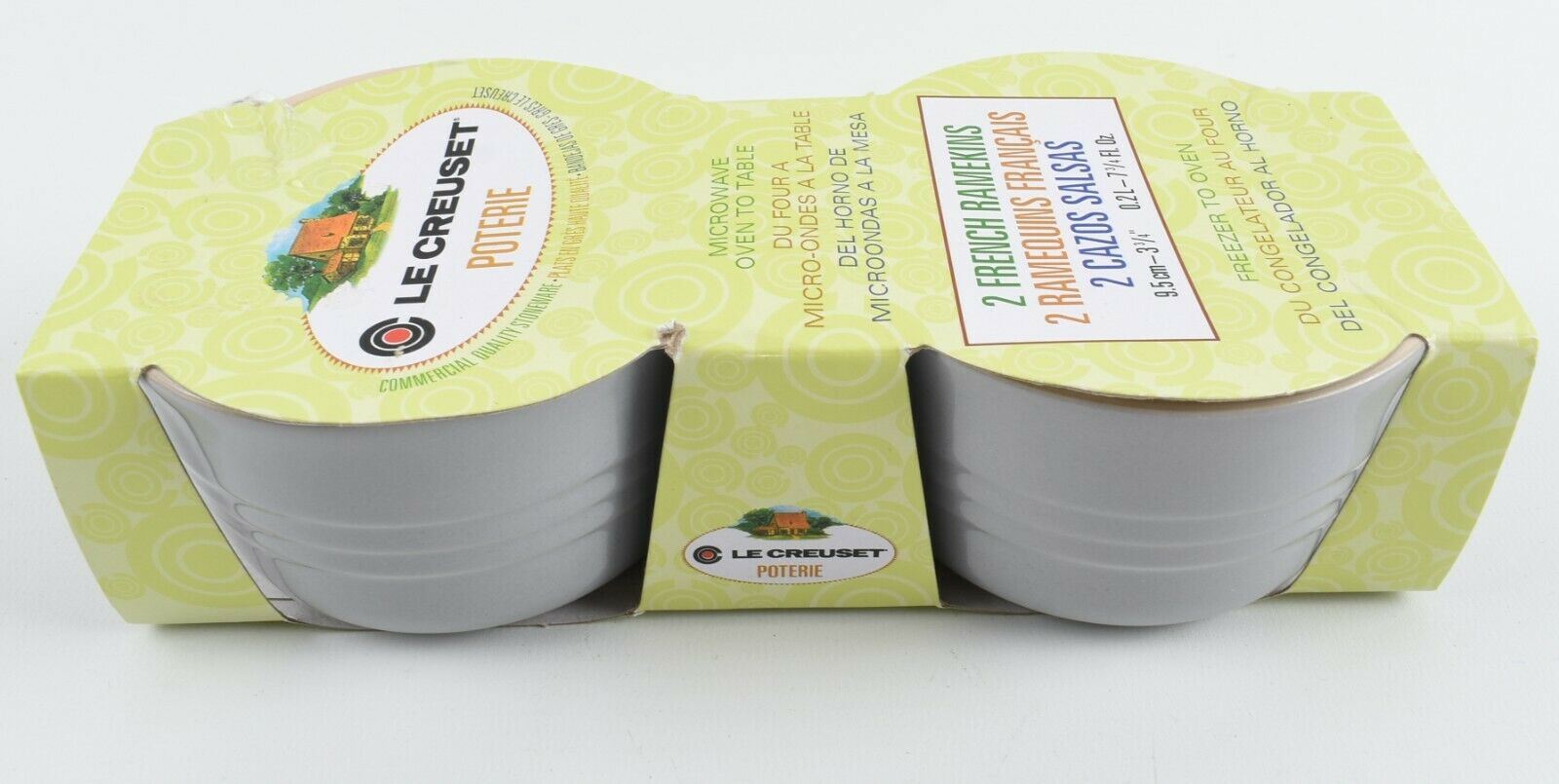 LE CREUSET Two Pack Light Grey French Ramekins-9.5cm/ 0.2L