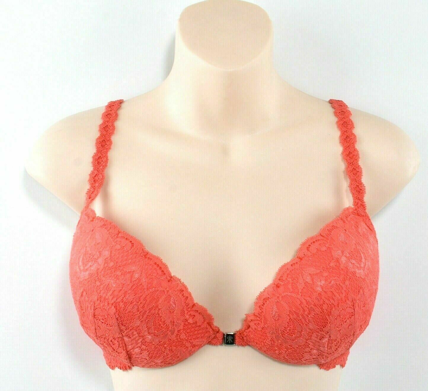 COSABELLA Women's Red Floral Lace Push Up Bra, Front Closure, 34D
